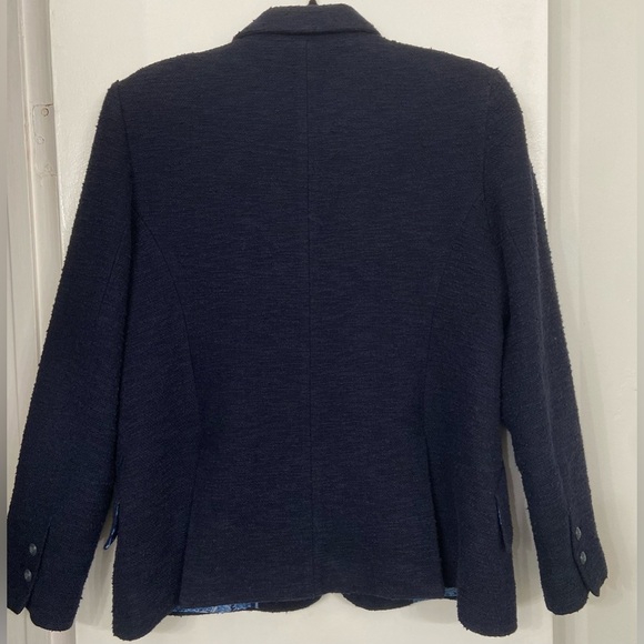 L'AGENCE Chamberlain Boucle Tweed Blazer Jacket Navy Blue Size 14 - Picture 6 of 11